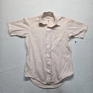 Arrow Button Up Shirt Solid Cream Button Up Short Sleeve Adult Men's Size 15.5 - Picture 1 of 7