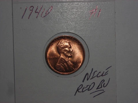 wheat penny 1941D GREAT RED BU 1941-D LINCOLN CENT LOT #1 UNC RED LUSTER Cover