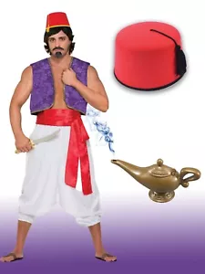 Herren Aladdin Arabische Nächte Prinz Genie 3-teilig Straße Ratte Kostüm - Bild 1 von 4