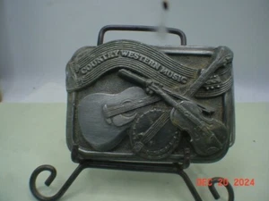 Guitarra Música Country Banjo Violín De Colección 1984 Bergamota Latón Funciona Hebilla de Cinturón - Imagen 1 de 3