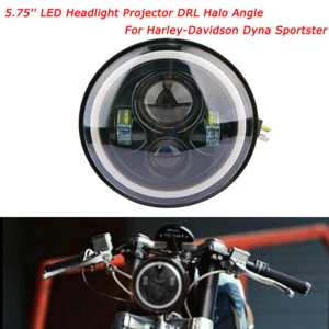 Motorrad 5.75" Scheinwerfer E-Geprüft Hi/Lo 4 LED DRL Angel Eye 45W Für Harley - Picture 1 of 12