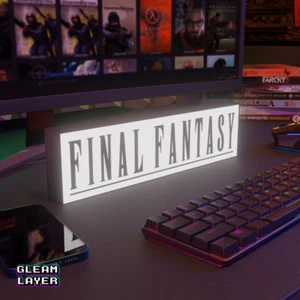 Final Fantasy Led Gaming RGB Light White Sign - Picture 1 of 5