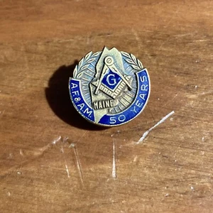 De colección Masónico 50 Años Veterano Maine 1/10 Oro 10k Relleno Tornillo Pin Albañil - Imagen 1 de 4