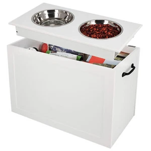 MiMu Elevated Dog Bowl with Storage - Raised Dog Bowl Stand Large Feeder Station - Picture 1 of 8