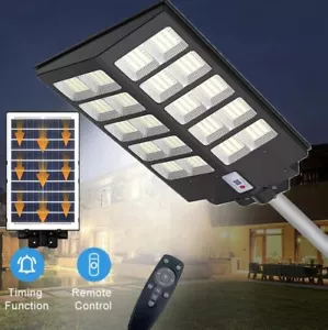 Solar Street Flood Light Commercial LED Lamp Outdoor Area Parking Lot Road IP67 - Picture 1 of 13