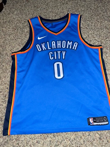 Nike Size XL 56 Russell Westbrook Oklahoma City Thunder Jersey Blue Cover