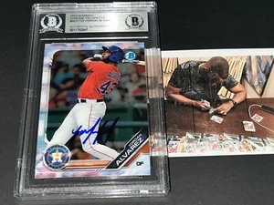 YORDAN ALVAREZ ASTROS AUTO FIRMATA 2019 BOWMAN CROMO BECKETT BAS * - Foto 1 di 1