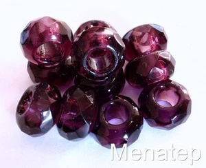 6 (sechs) 8x14 mm großes Loch Rondelle Perlen: transparenter Amethyst - Bild 1 von 1