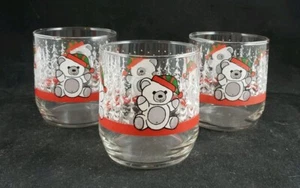 Libbey Winter Urlaub Teddybär trinken Saft Gläser x 3 - Bild 1 von 4