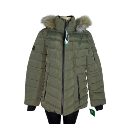 Chaqueta acolchada oliva Nautica para mujer con capucha de piel sintética talla XL - Nueva Foto 1 de 4