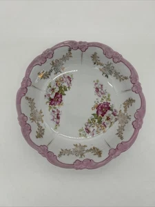 Large Vintage Decorative Pink Floral & Gold Serving Bowl Dish - Picture 1 of 7