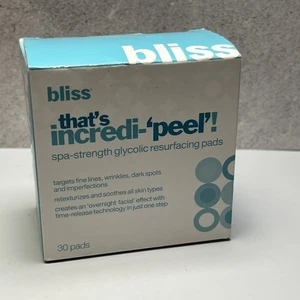 Bliss That's Incredi-peel Spa Strength Glycolic Resurfacing Pads 30 NEW NIB - Picture 1 of 8