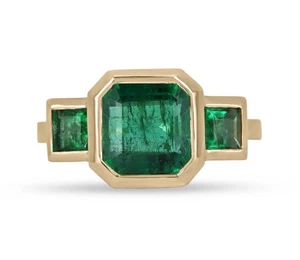 14k Natural Zambia Emerald Ring 14k Solid Yellow Gold Emerald Ring Gold Ring - Picture 1 of 8