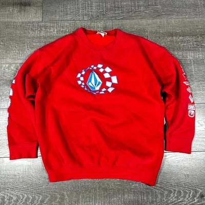 VTG 90s Volcom Sweatshirt Men's M Red Pullover Retro Streetwear Outdoor Casual - Image 1 of 4