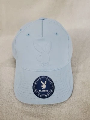 PLAYBOY EMBOSSED BUNNY STRAPBACK MENS DAD HAT LIGHT BLUE NEW 21722190 - Image 1 of 4