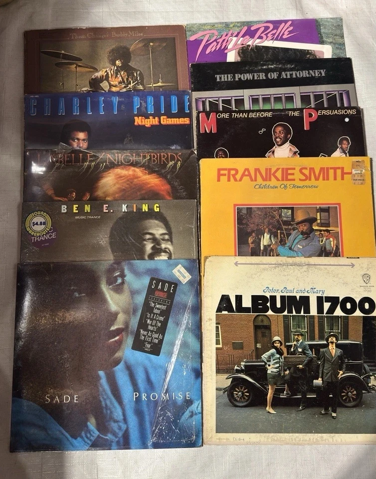 VINYL VINTAGE RECORDS SADE CHARLIE PRIDE FRANKIE BUDDY MILES LABELLE 10albums - Image 1 of 4