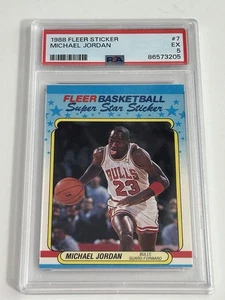 1988 Fleer Sticker Basketball HOF Michael Jordan #7 PSA 5 EX Chicago Bulls - Bild 1 von 3