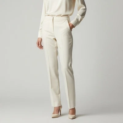 Pantalones St John Blanco Crema Pierna Delgada Carrera Negocios Informales Talla 8 Foto 1 de 4