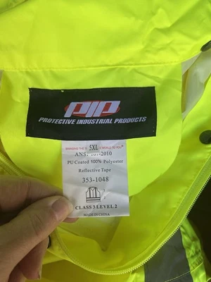 RAINCOAT 5 XL Yellow/Lime 48mm PIP 353-1048 Type R Class 3 Value All Purpose - Image 1 of 4