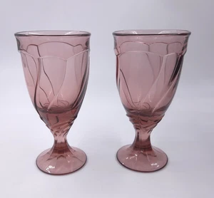 2 Noritake Sweet Swirl Wine Glass Cranberry Vtg Footed Set Glasses Glassware - Picture 1 of 3
