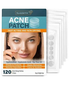 Nuvadermis Acne Pimple Patches Blemish Treatment Hydocolloid Stickers 120 Count - Picture 1 of 3