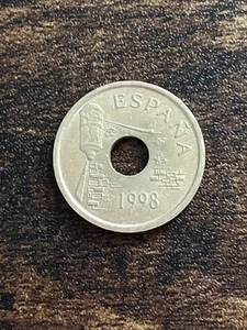 1998 Spain 25 Pesetas Ptas Actual Coin TB2762* - Picture 1 of 2