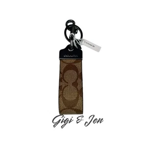 Coach Loop Key Fob In Signature Canvas Khaki signature New - Picture 1 of 5