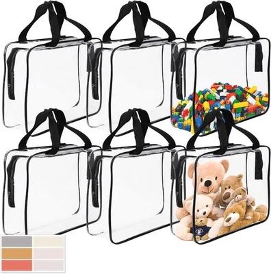 6 bolsas de almacenamiento de juguetes con pegatinas, bolsas grandes de almacenamiento de juegos de mesa almacenamiento transparente Foto 1 de 4