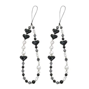 2 Pcs Love Mobile Phone Chain Charms Strap Beaded Cellphone Lanyard - Zdjęcie 1 z 12