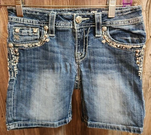 Miss Me Girls Jeans Denim JK8285D Mid-Shorts Youth Size 16 western rodeo cowgirl - Picture 1 of 6