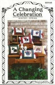 A Changing Celebration Winter Spring Quilted Pillow Pattern Uncut - Picture 1 of 3