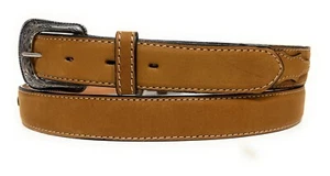KID'S WESTERN LEATHER BELT. COWBOY RODEO PLAIN NOBUCK LEATHER BOYS GIRLS BELT - Picture 1 of 11