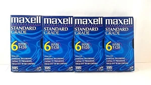 Maxell Video Cassette Standard Grade 6 Hours VHS T-120 246m Lot of 4 - Picture 1 of 5