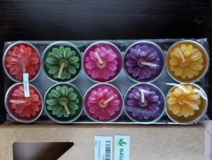 NAVA CHIANGMAI Flower Tealight Candle Pack of 10 Pcs MultiColored Daisy Flower - Picture 1 of 2