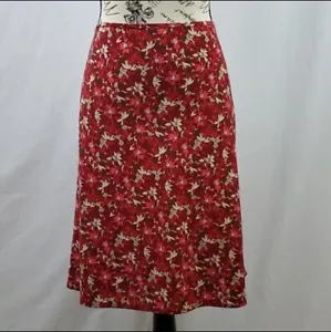 Old Navy Aline Skirt Red Floral Midi Women's SIze 10 - Picture 1 of 6