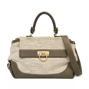 Salvatore Ferragamo Gancini DH-21 C284 Damen Canvas,Leder Handtasche,Sc BF579785 - Bild 1 von 12