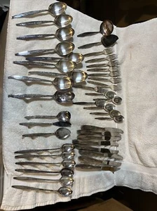 Oneida Community Enchantment Gentle Rose  Silverplate Flatware 42 Pc Partial Set - Picture 1 of 12