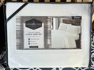 London Fog Lodge Collection Queen Size Turkish Cotton Flannel Sheet Set - TOASTY - Picture 1 of 4