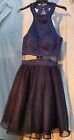 Preowned Miss Anne Blue Beaded Party Dress Size 6 Joined 2 Piece Style 216361