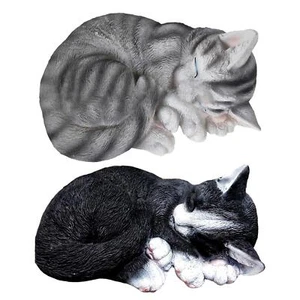 Lovely Miniature Sleeping Cat Statue Landscaping for Outdoor Home Décor - Picture 1 of 15