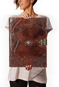 Hocus Pocus Book of Spells Leather Journal Third Eye Deckle Edge Paper - Picture 1 of 14
