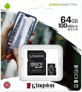 Kingston 64GB microSDXC Canvas Select Plus 100MB/s Read A1 Class 10 UHS-I Memory - Picture 1 of 8