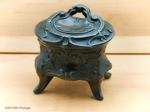 Metal Pewter Footed-7cm-Vintage Trinket/Pill/Jewellery Box-D - Picture 1 of 7