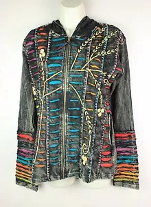 Hippy Boho Hoodie Patchwork Jacket Razorcut Embroidery Top Festival Cotton PJ11 - Picture 1 of 3