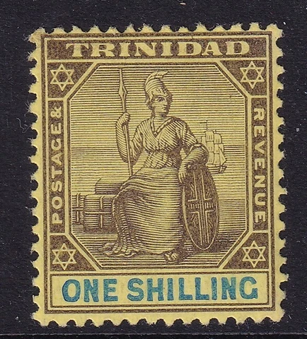 TRINIDAD-1903 1/- Black & Blue/Yellow Sg 131 MOUNTED MINT Cover