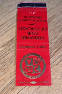Old VERDANDI CLUB OF CHICAGO Matchbook Cover SWEDISH Andersonville CHICAGO  - Picture 1 of 4