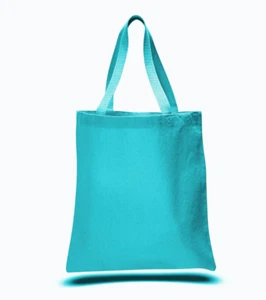 5 Pack Heavy Duty Canvas Tote Bags, 12oz Sturdy Fabric Reusable - Turquoise - Picture 1 of 4