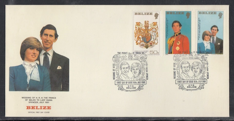Belize Scott 548-50 FDC - 1981 Royal Wedding T2 - Image 1 of 1