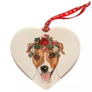 Jack Russell Terrier Porcelana Día de San Valentín Adorno Corazón Regalo para Mascotas - Imagen 1 de 2