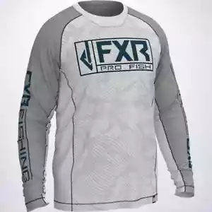 FXR MENS DERBY UPF 50+ Long Sleeve Shirt - Gray / Slate - LARGE -New - Picture 1 of 3